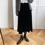 Women Skirt Gold Velvet A- line Skirt Autumn Skirt Children