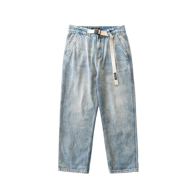 Men Jeans Retro Washed Distressed Nostalgic Hip Hop Loose Jeans