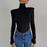 Women Jumpsuit Summer Sexy Backless Long Sleeves Turtleneck Jumpsuit