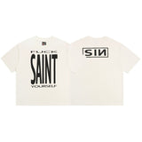 saint m t shirts s.m letter print crew neck pullover short sleeve top