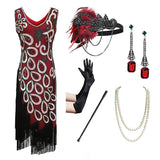 Flappers 1920S Dress Vintage Sequined Dress Peacock Tassel Dress