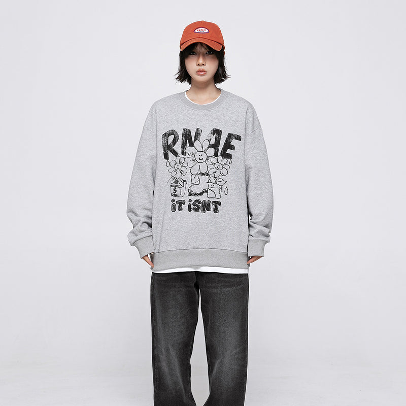 Unisex Sweater Autumn Printing Stitching Loose Sweater