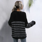 Women Knitted Sweater Autumn Loose Striped round Neck Mid-Length Long Sleeve Bottoming Sweater