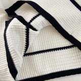 Women Sweater Knitwear Autumn and Winter Classic Style Contrast Color V-neck Knitted Cardigan Sweater Coat
