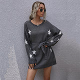 Women Knitted Sweater Autumn XINGX round Neck Long Sleeve round Neck Woolen Skirt