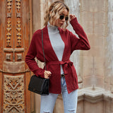 Women Knitted Sweater Autumn Loose-Fitting Long Sleeve Sweater Coat