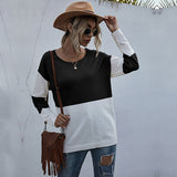 Women Knitted Sweater Loose round Neck Base See-through Mesh Knitted Sweater Women's Casual Autumn