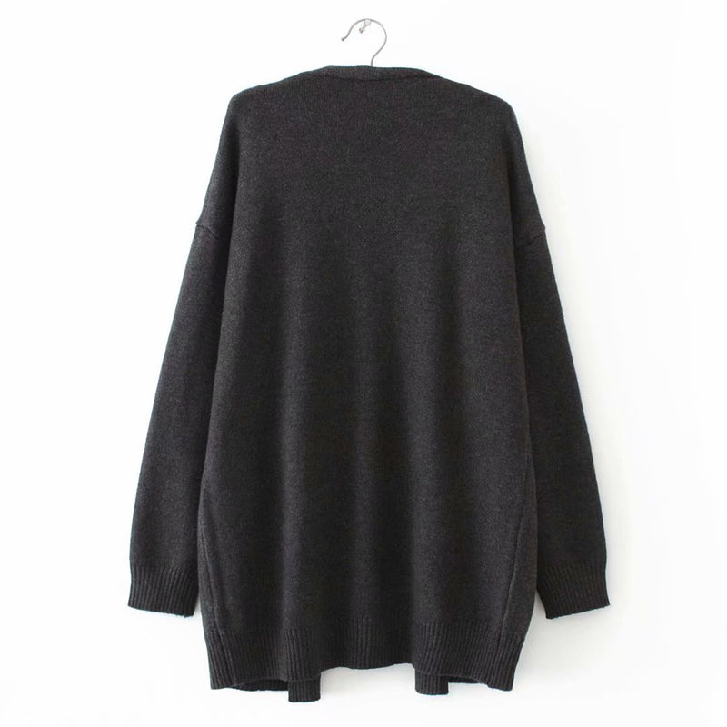 Women Sweater Knitwear Cat Embroidered Cardigan Knitwear Loose Sweater Coat