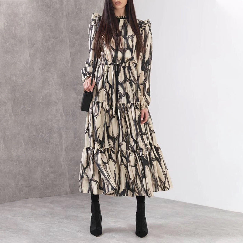 Women Dresses Spring Stand Collar Dress (Qymy0409)