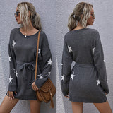 Women Knitted Sweater Autumn XINGX round Neck Long Sleeve round Neck Woolen Skirt