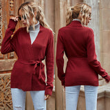 Women Knitted Sweater Autumn Loose-Fitting Long Sleeve Sweater Coat