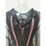 Women's Evening Gown Sexy Retro Mesh Long Sleeve Sequins Dress