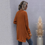 Women Knitted Sweater Autumn Long Sleeves Outerwear Knitted V-neck Cardigan Sweater Coat