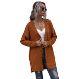 Women Knitted Sweater Autumn Long Sleeves Outerwear Knitted V-neck Cardigan Sweater Coat