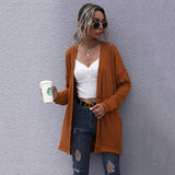 Women Knitted Sweater Autumn Long Sleeves Outerwear Knitted V-neck Cardigan Sweater Coat