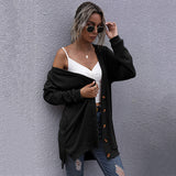 Women Knitted Sweater Autumn Long Sleeves Outerwear Knitted V-neck Cardigan Sweater Coat