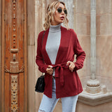 Women Knitted Sweater Autumn Loose-Fitting Long Sleeve Sweater Coat