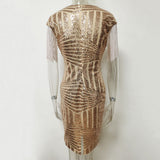 Women Evening Gown Sexy Retro Tassel Sequins Dress