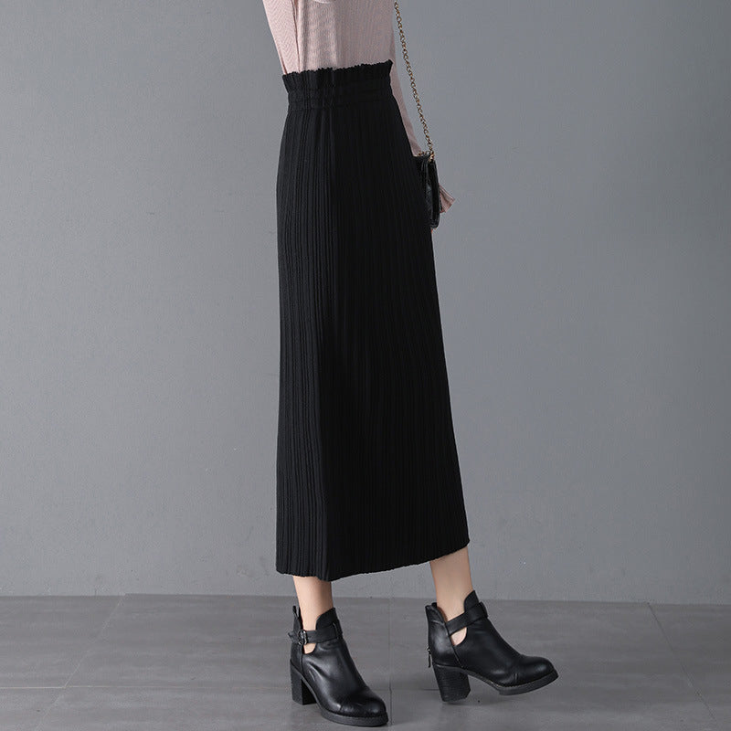 Women Knitted Skirt Pleated Skirt