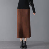 Women Knitted Skirt Pleated Skirt