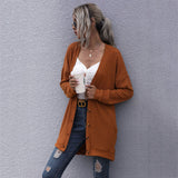 Women Knitted Sweater Autumn Long Sleeves Outerwear Knitted V-neck Cardigan Sweater Coat