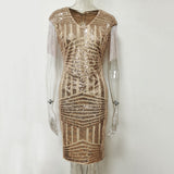 Women Evening Gown Sexy Retro Tassel Sequins Dress