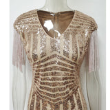 Women Evening Gown Sexy Retro Tassel Sequins Dress