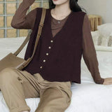 Women Knitted Cardigan Autumn and Winter Knitting Vest Cardigan Loose V-neck Vest