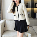 Women Knitwear Autumn and Winter round Neck Sweater Loose Knitted Cardigan