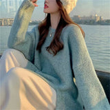 Women Knitwear Fall/Winter Split round-Neck Knitwear Loose Sweater