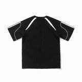 Hip-hop t-shirts: american high street style, short-sleeve, three-stripe patchwork baseball jersey, summer sporty casual trendy short-sleeve tee