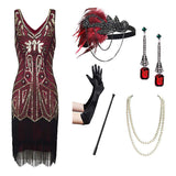 Flappers 1920S Dress Vintage Sequined Tassel Dress Beaded Tassel Dress