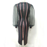 Women's Evening Gown Sexy Retro Mesh Long Sleeve Sequins Dress