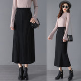 Women Knitted Skirt Pleated Skirt