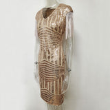 Women Evening Gown Sexy Retro Tassel Sequins Dress
