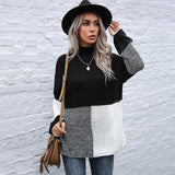 Women Knitted Sweater Autumn Loose High Collar