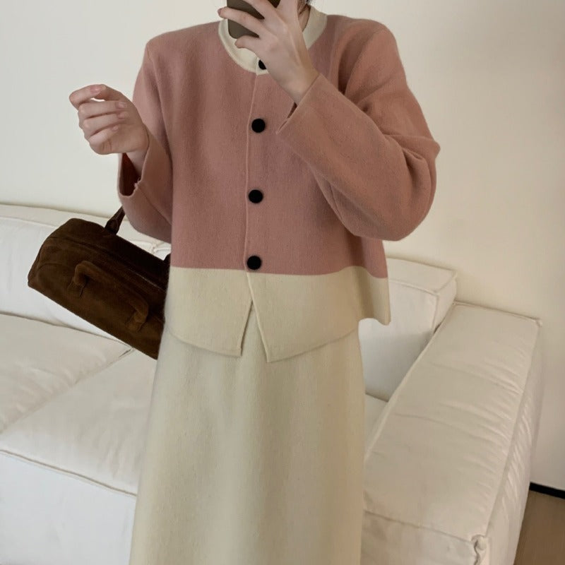 Women Knitwear Autumn and Winter round Neck Sweater Loose Short Knitted Cardigan