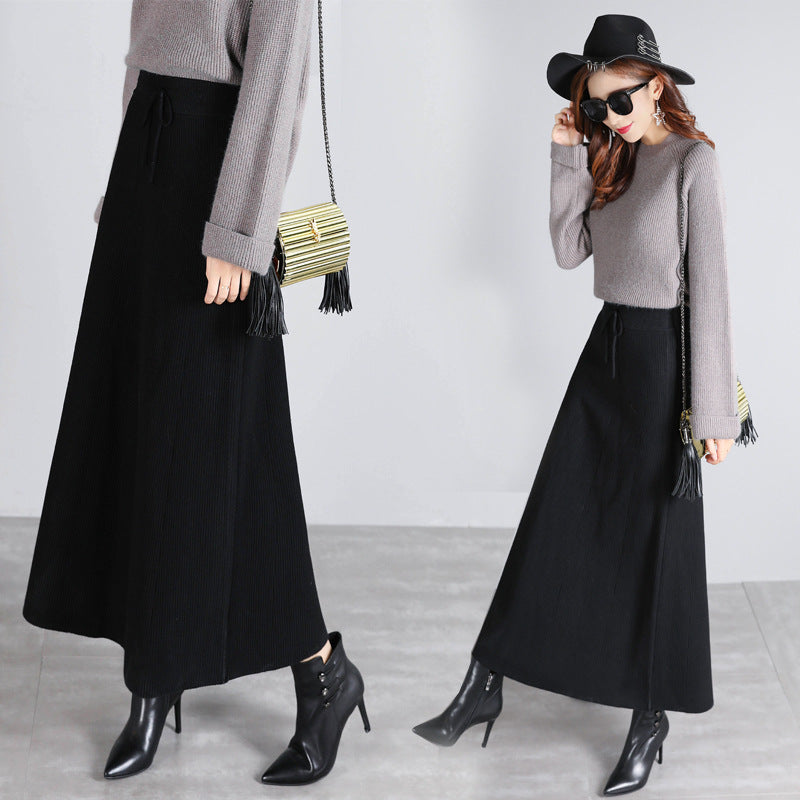Women Knitted Skirt Autumn and Winter Knitting Skirt Sheath A- line Skirt Long Skirt