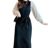 Women Maxi Dress Autumn Winter Sexy Long Sleeve Dress Knitted Sheath Dress