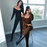 Women Jumpsuit Summer Long-Sleeve Slim Fit Hip Raise