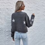 Women Knitted Sweater Autumn Long Sleeve XINGX Pattern Knitted Short Coat