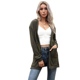 Women Knitted Sweater Autumn Long Sleeve Cardigan Knitted Hooded Sweater Coat
