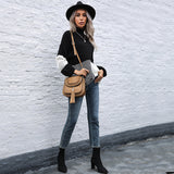 Women Knitted Sweater Autumn Loose High Collar