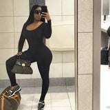 Women Jumpsuit Summer Long-Sleeve Slim Fit Hip Raise