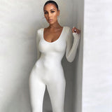 Women Jumpsuit Summer Long-Sleeve Slim Fit Hip Raise