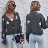 Women Knitted Sweater Autumn Long Sleeve XINGX Pattern Knitted Short Coat