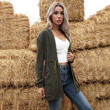 Women Knitted Sweater Autumn Long Sleeve Cardigan Knitted Hooded Sweater Coat