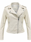 Women Leather Jacket Spring Locomotive Style PU Leather Coat Women's Slim Short Zip Jacket