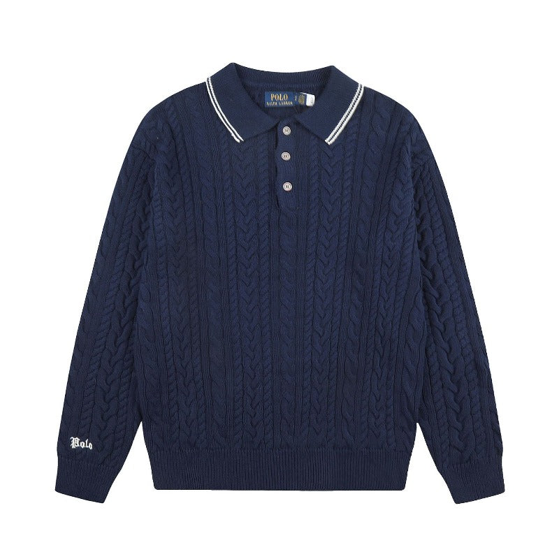 Rl ralph pony polo collar knittingfall and winter wool sweater loosetops couple casualpullover