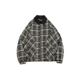 Unisex Jacket Vintage Plaid Coat Men's and Women's Loose Cargo Jacket
